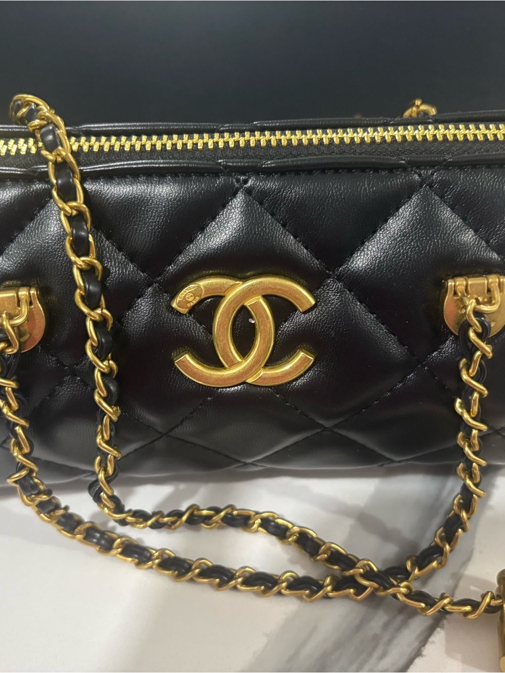 CHANEL Black Quilted Mini Barrel Bag with Gold Hardware - Picture 2 of 6